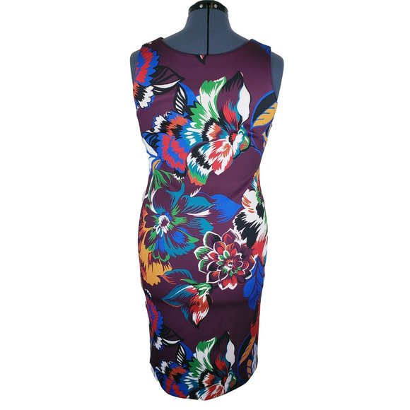 SOLD Calvin Klein Tropical Floral Scuba Colorful Sheath Dress Women's Size 10 - Picture 6 of 12